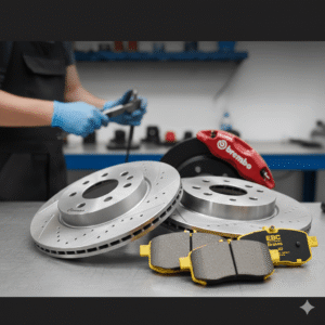 Kit de frenos premium con balatas y discos ventilados en Autopartes TJ León Gto