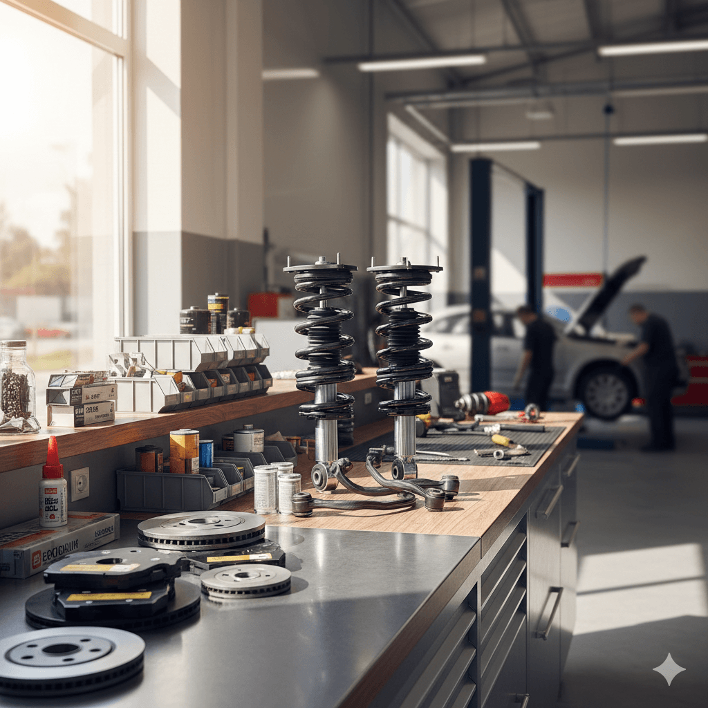 Refacciones automotrices desgastadas en revisión básica de vehículo