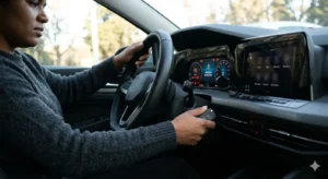 Persona intentando encender auto con dificultad